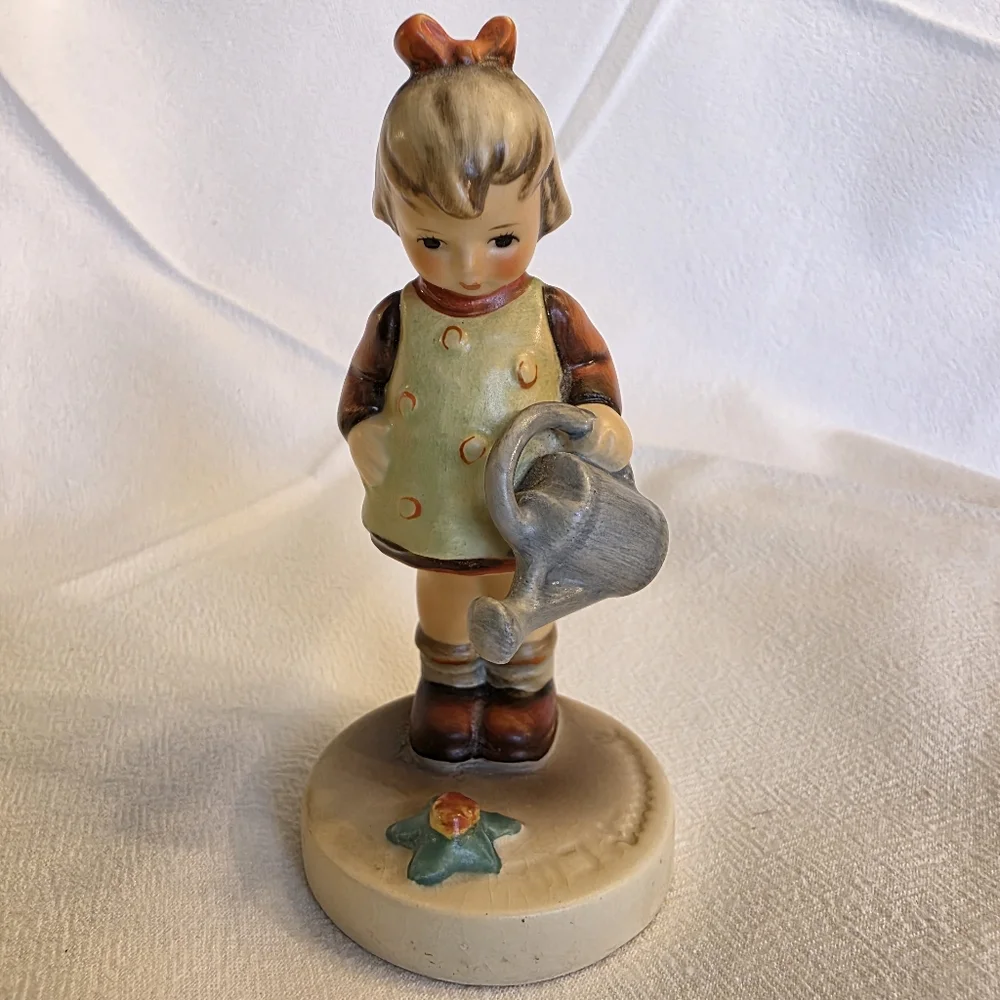 Vintage Goebel Hummel Little Gardener Girl Figurine Watering Can Flower TMK 3